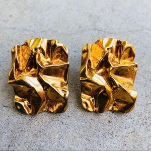 Chunky goldtone clip on statement earrings